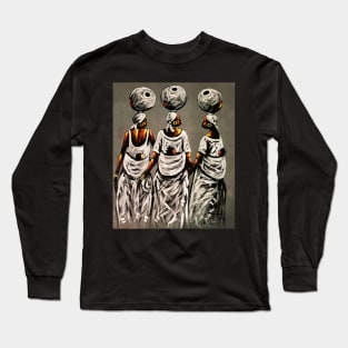 African Women carrying Children, African Artwork Long Sleeve T-Shirt